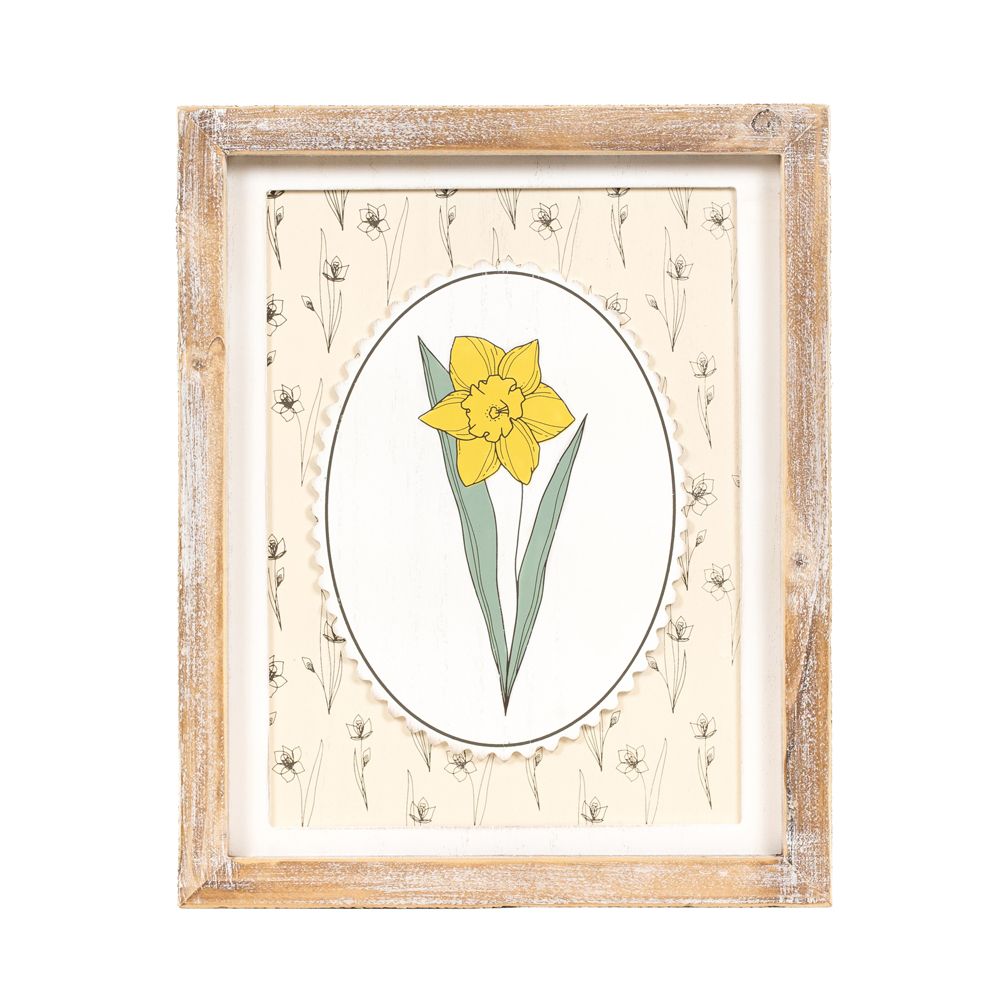 10" x 12" Reversible Wood Frame Sign — Daffodil/Chicks | Bunnies & Blooms Collection