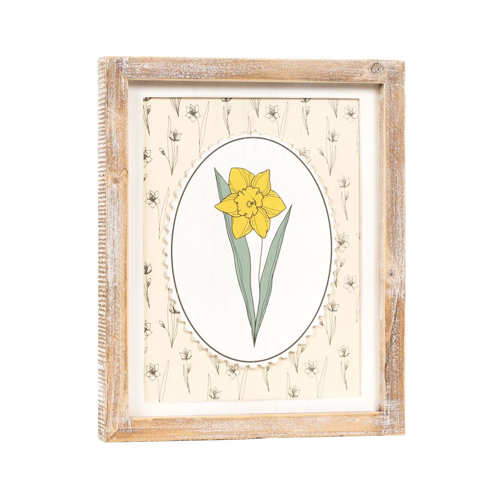 10" x 12" Reversible Wood Frame Sign — Daffodil/Chicks | Bunnies & Blooms Collection