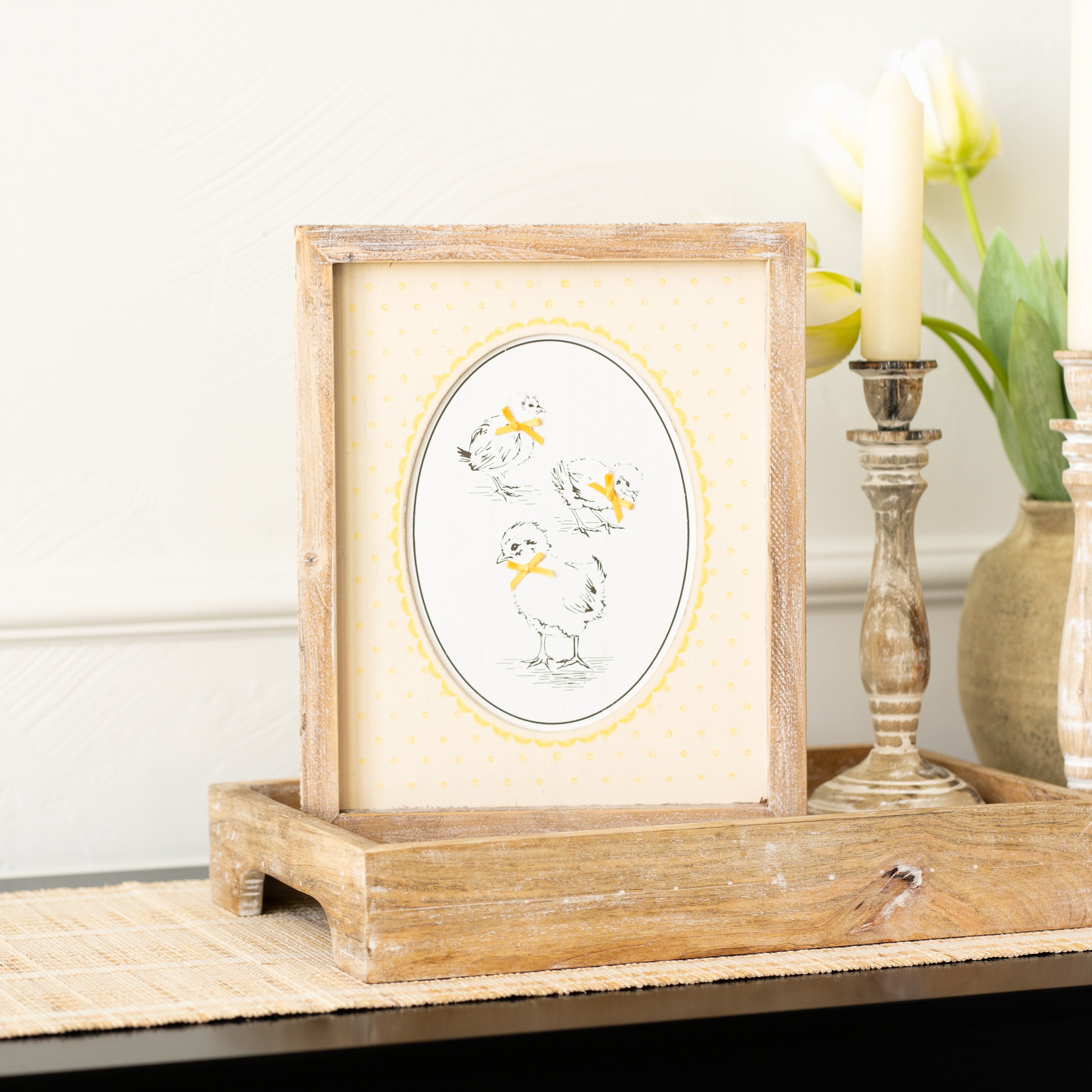 10" x 12" Reversible Wood Frame Sign — Daffodil/Chicks | Bunnies & Blooms Collection
