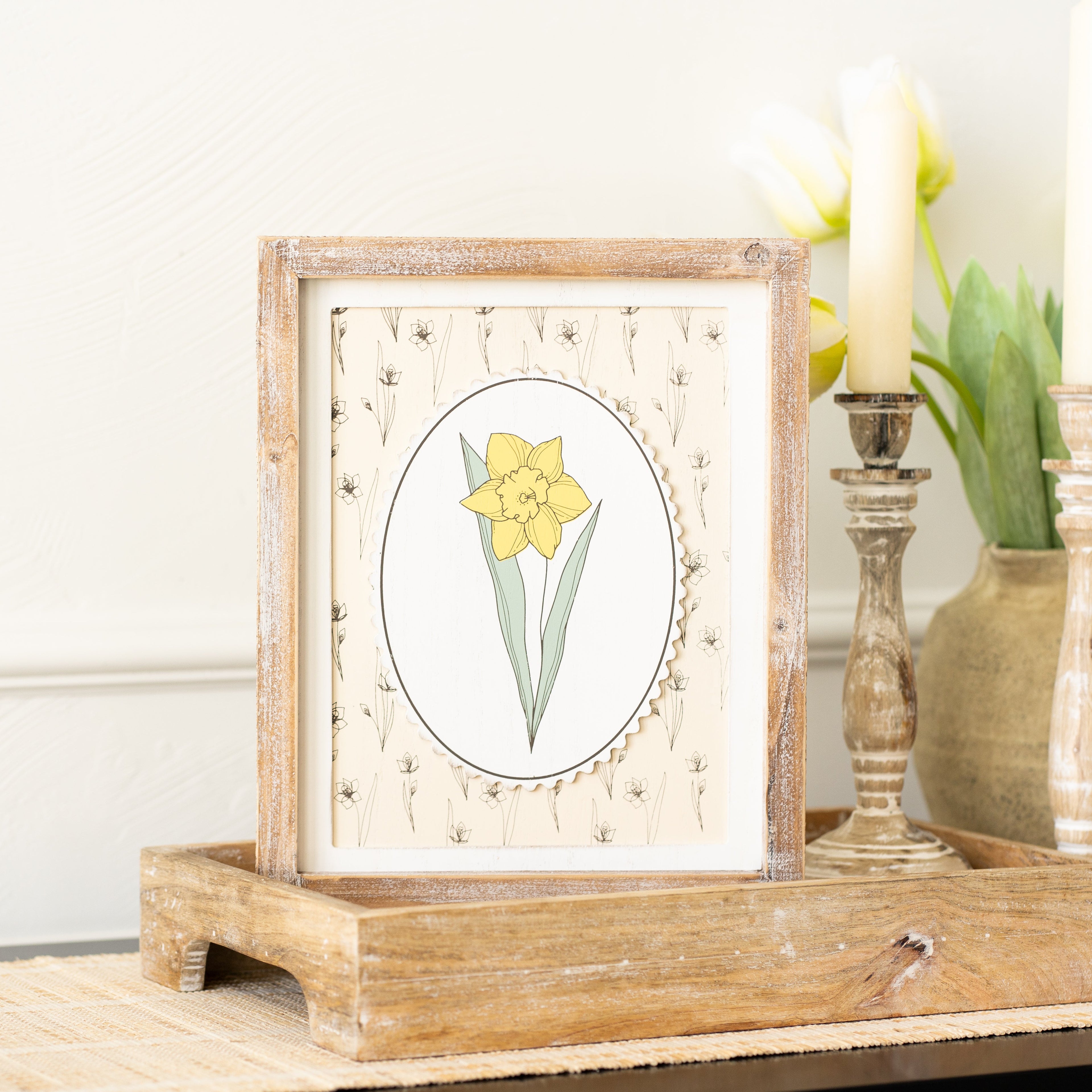 10" x 12" Reversible Wood Frame Sign — Daffodil/Chicks | Bunnies & Blooms Collection