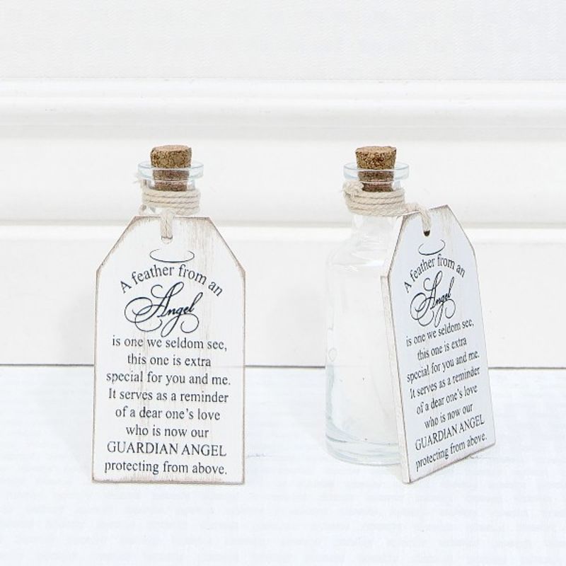 2" X 4.25" X .25" Wooden Tag w/ Container (A Feather From An Angel...) White/Black