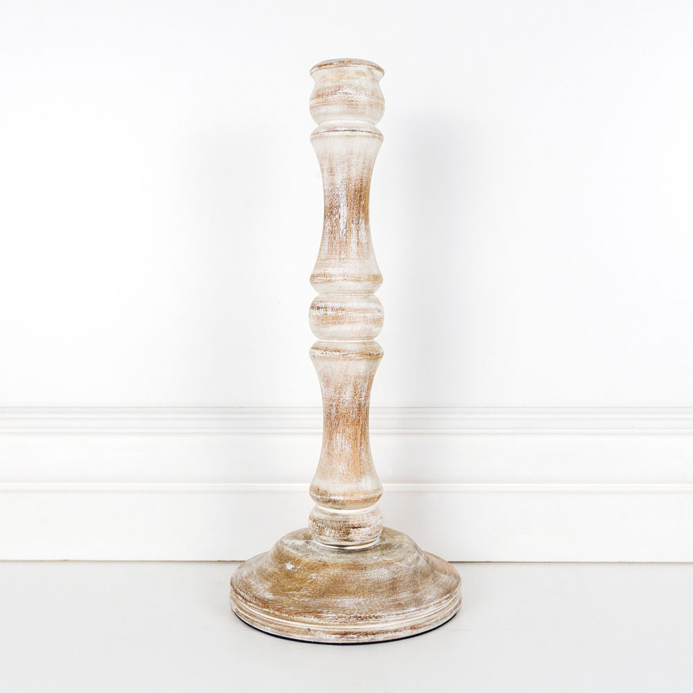 14" Wood Candle Holder – Rustic Mango Wood Décor