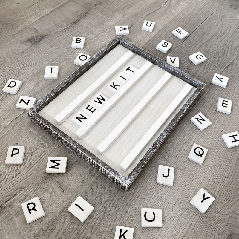 15" X 13" X 1.5" Letterboard Kit, White/Black