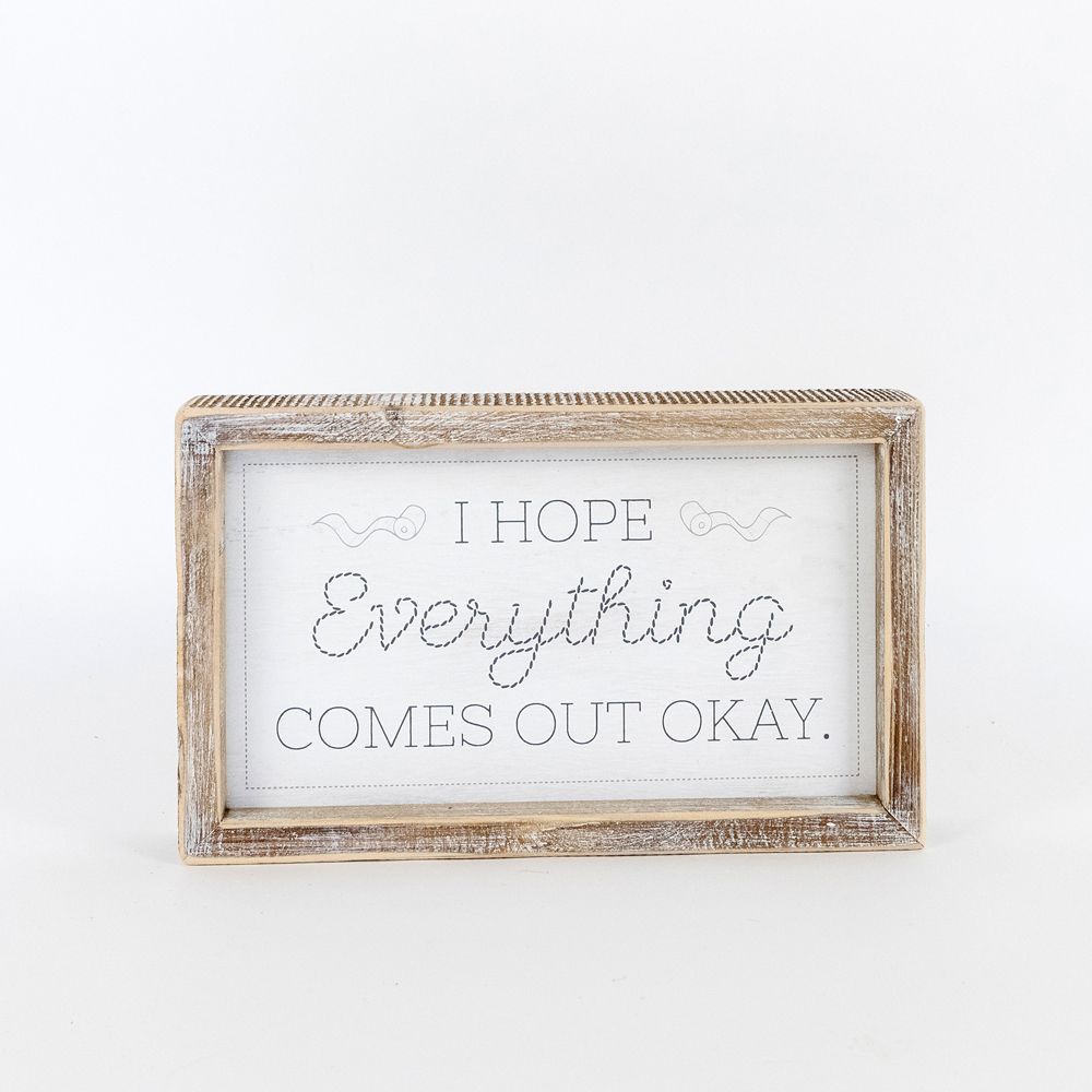10" Reversible Wood Frame Sign — Seat/Hope | White & Gray | Washroom Collection