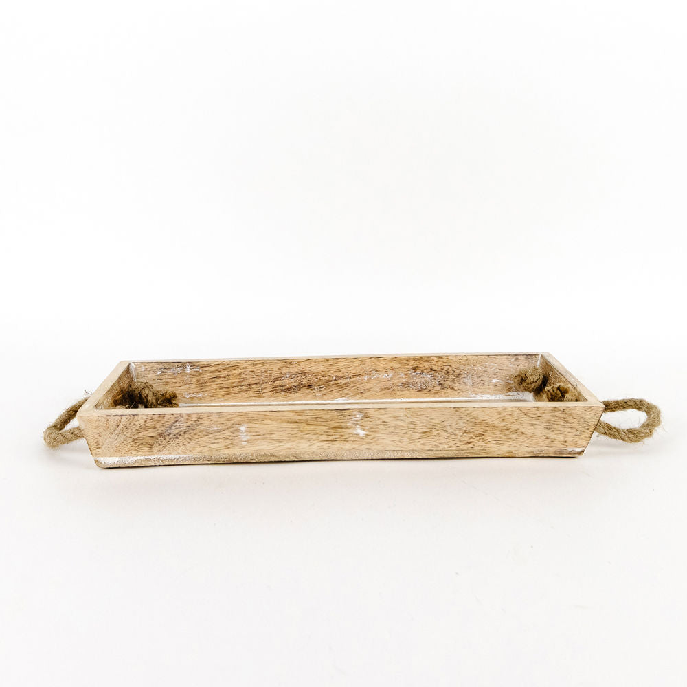 Mango Wood Nested Trays — Natural White (Set of 2)