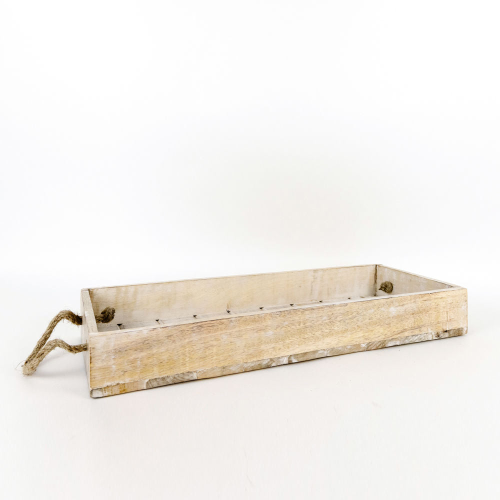 20" x 8" Mango Wood Shiplap Tray — Natural White