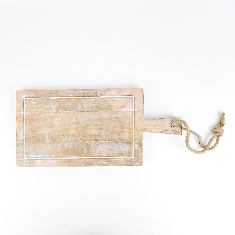 19" X 9" X 1" Mango Wood Chopping Board, Natural/White