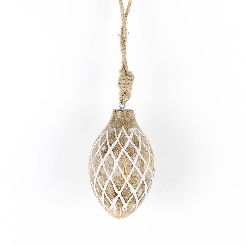 2.25" X 4" X 2.25" Mango Wood Ornament (Sweet Potato) Natural/White