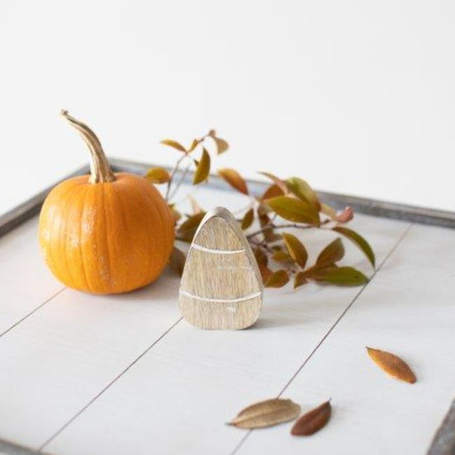 5" Mango Wood Cutout - Candy Corn