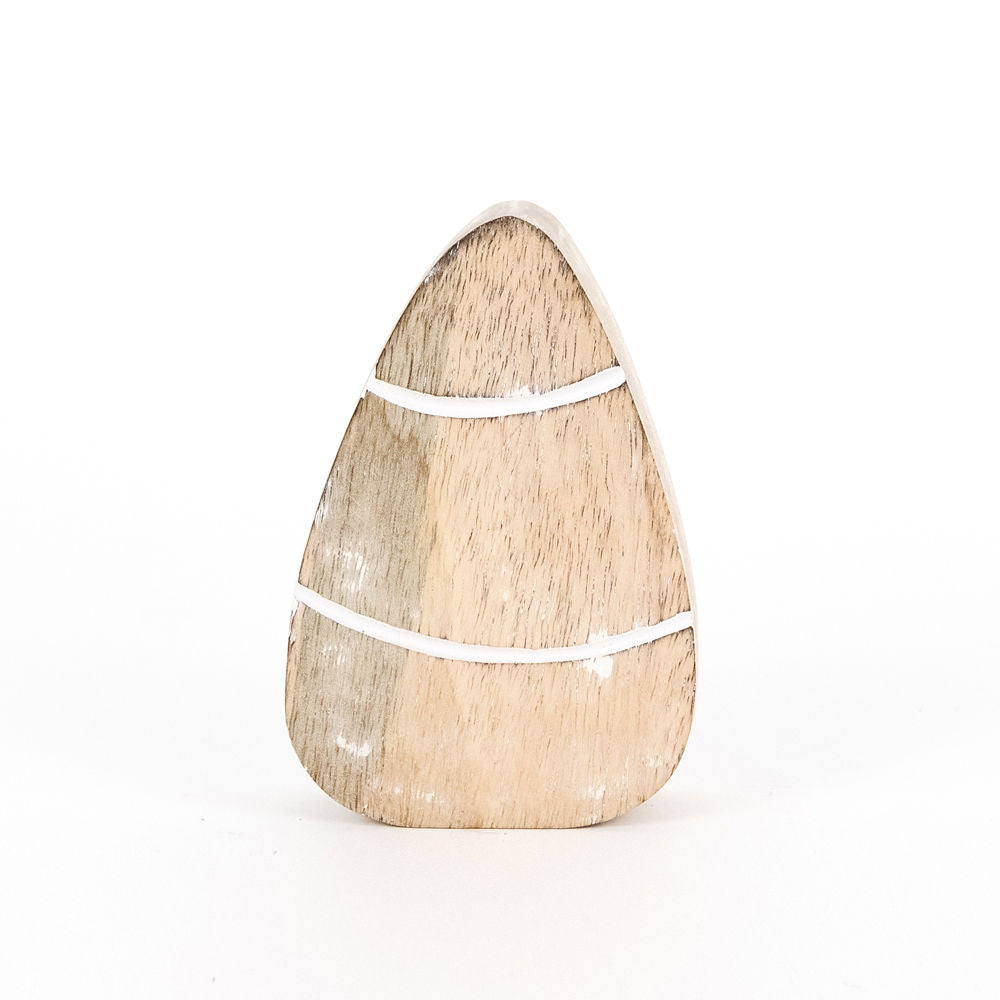 3.25" X 5" X 1" Mango Wood Cutout (Candy Corn) Natural/White