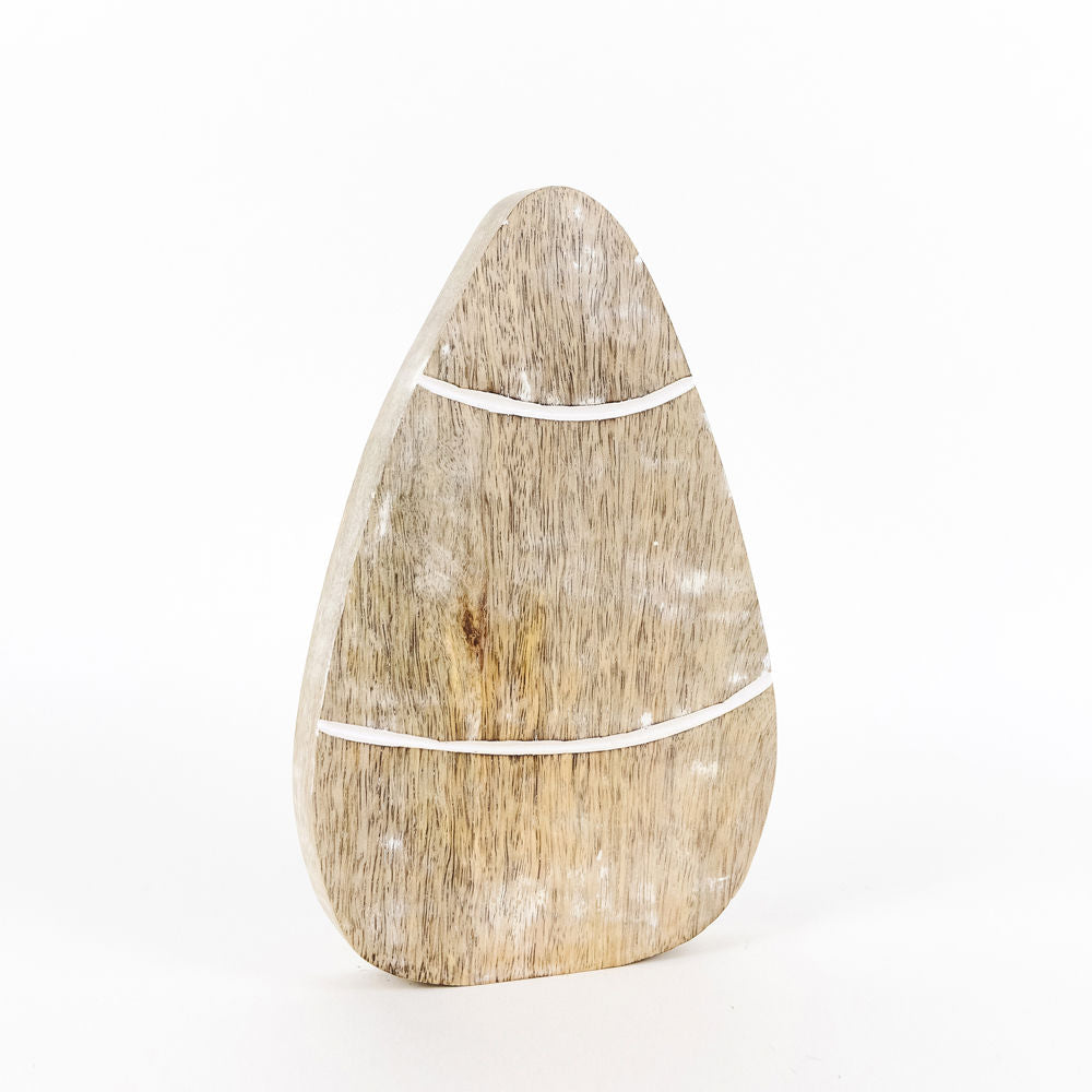 8.75" Mango Wood Cutout — Candy Corn | Natural White