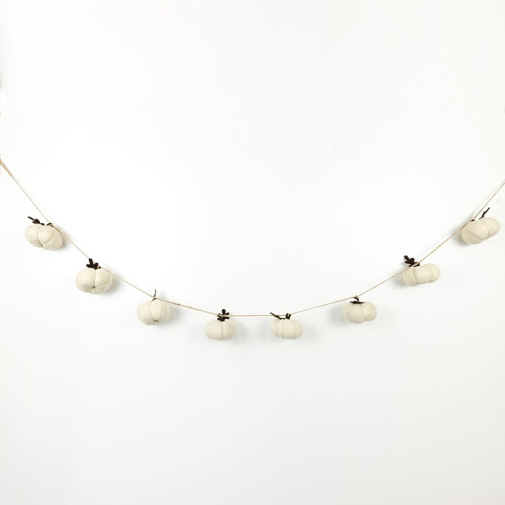 60" Felt Garland — Pumpkins | Cream