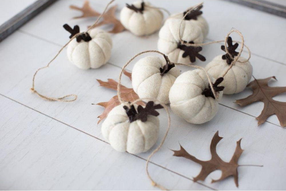 60" Felt Garland — Pumpkins | Cream