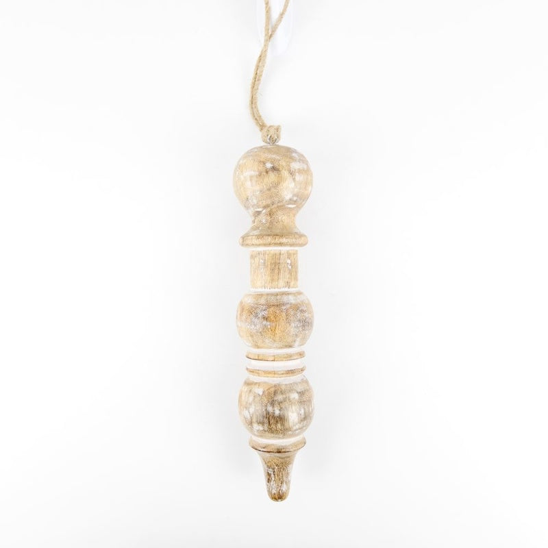 2.25" X 10.25" X 2.25" Mango Wood Ornament (Icicle) Natural/White