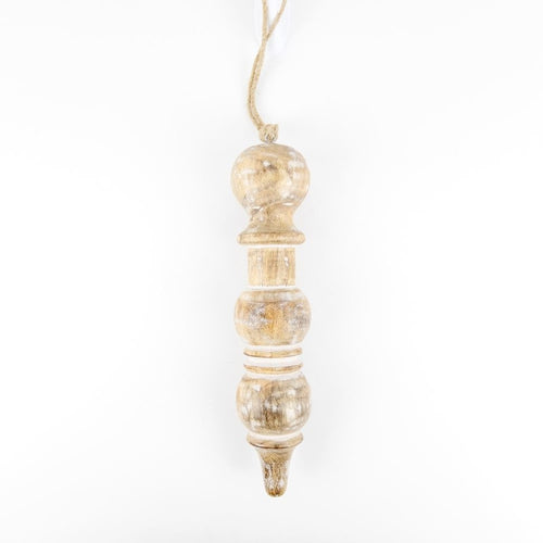 2.25" X 10.25" X 2.25" Mango Wood Ornament (Icicle) Natural/White