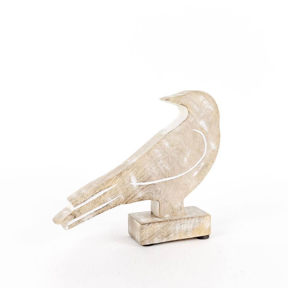 Mango Wood Bird Cutout Set — Natural White (Set of 2)