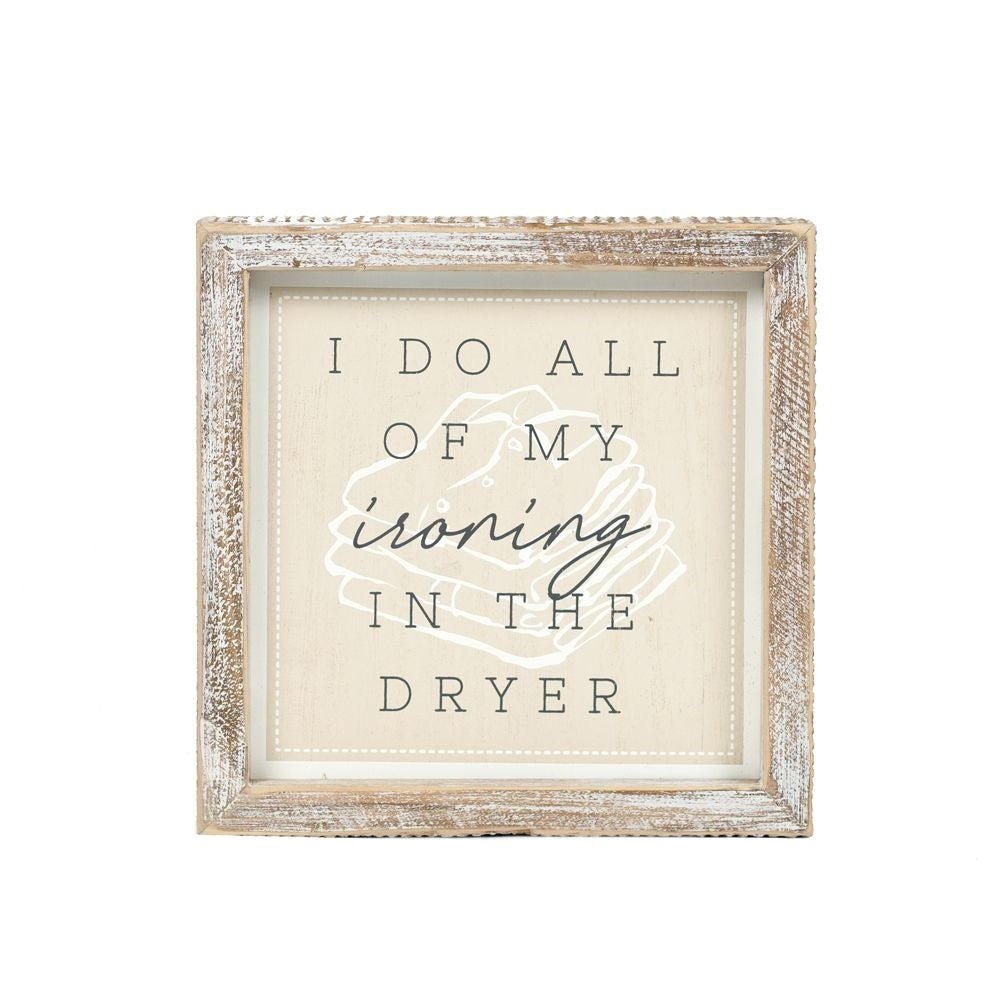 7" Reversible Wood Frame Sign — Ironing/Laundry | Washroom Collection