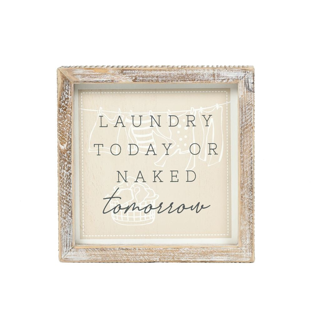 7" Reversible Wood Frame Sign — Ironing/Laundry | Washroom Collection