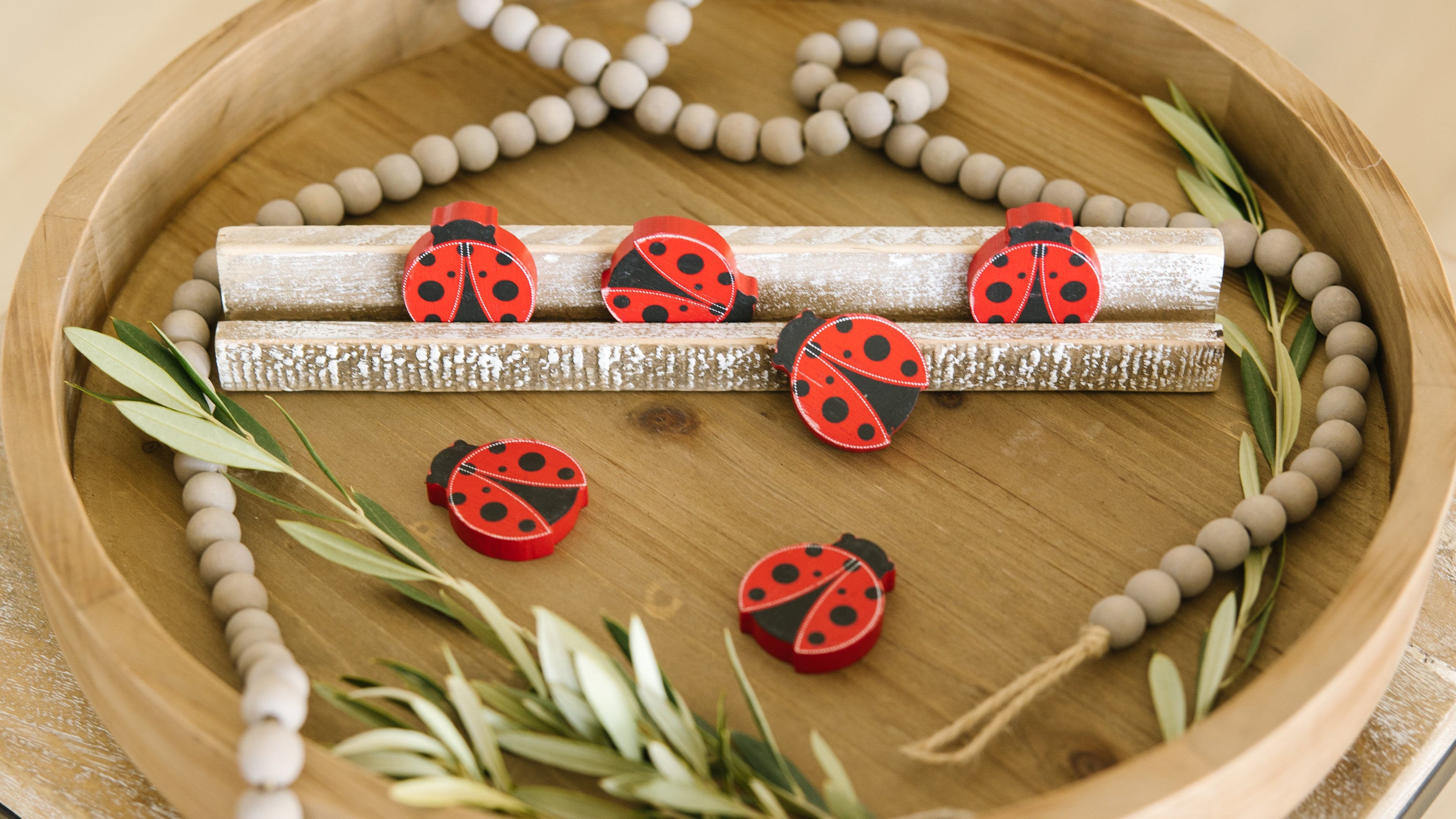 Letterboard Wood Shape Icons — Ladybugs (Set of 6)