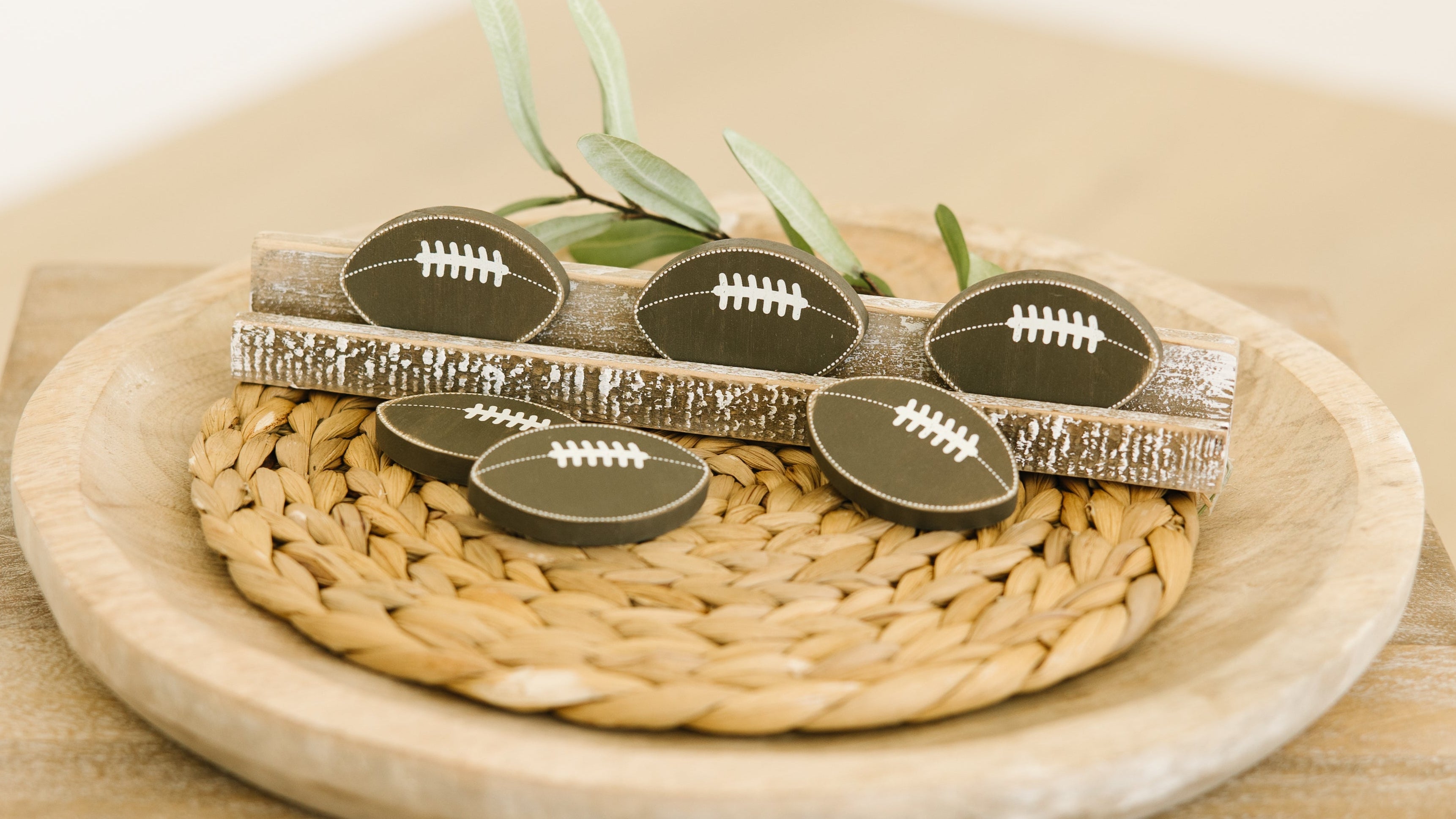 Letterboard Wood Shape Icons — Footballs (Set of 6)