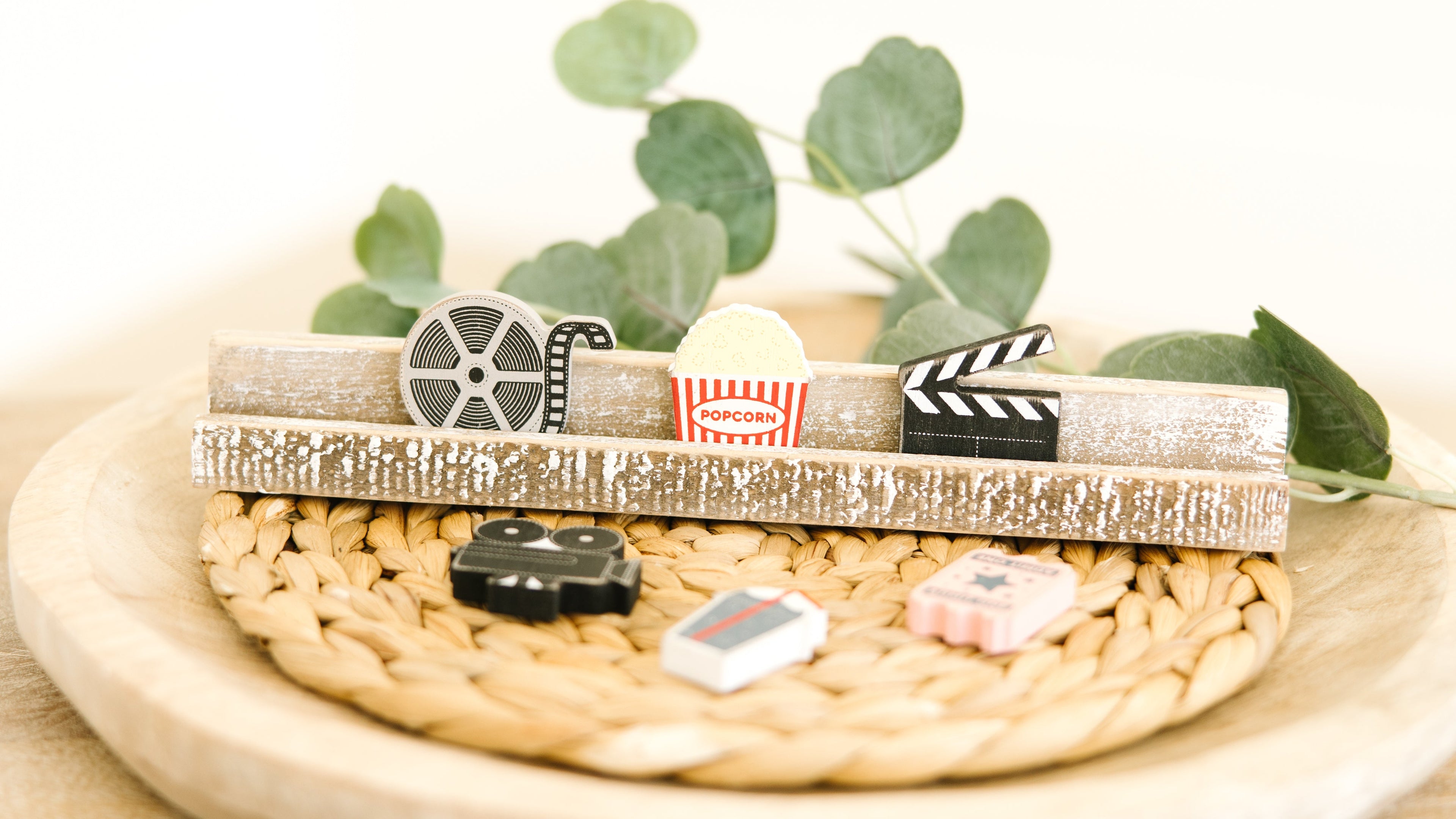 Letterboard Wood Shape Icons — Movie (Set of 6)