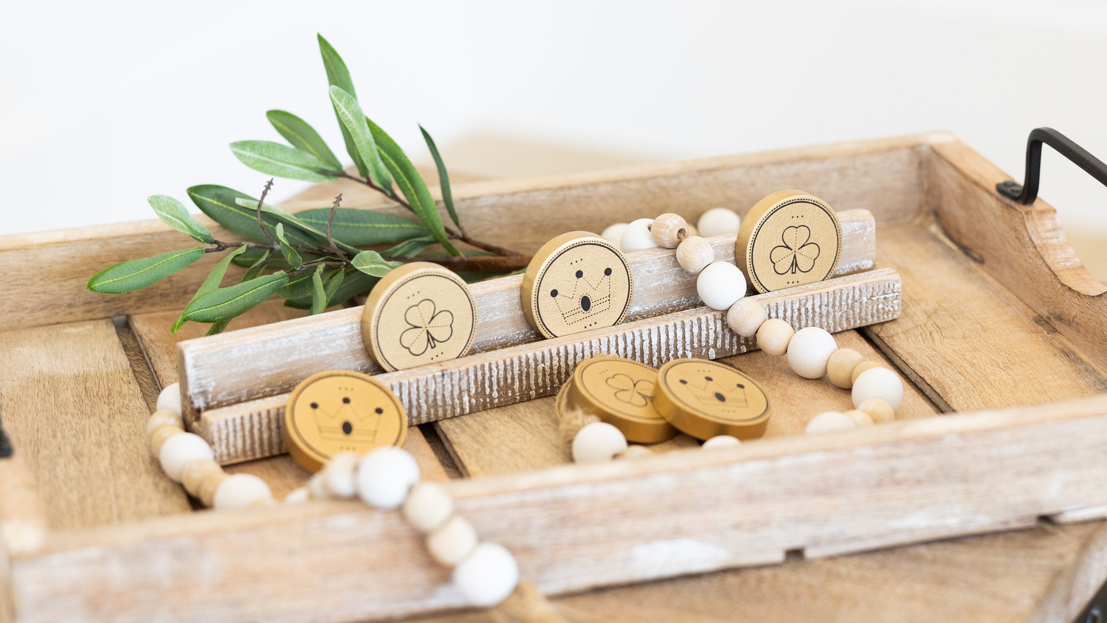 Letterboard Wood Shape Icons — Gold Coins (Set of 6)