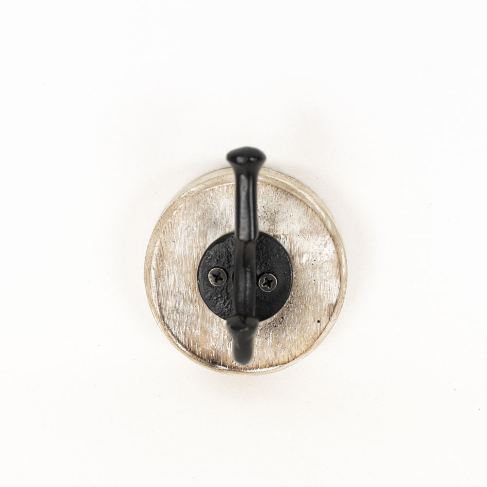3" Mango Wood Wall Hook — Natural, Black & White