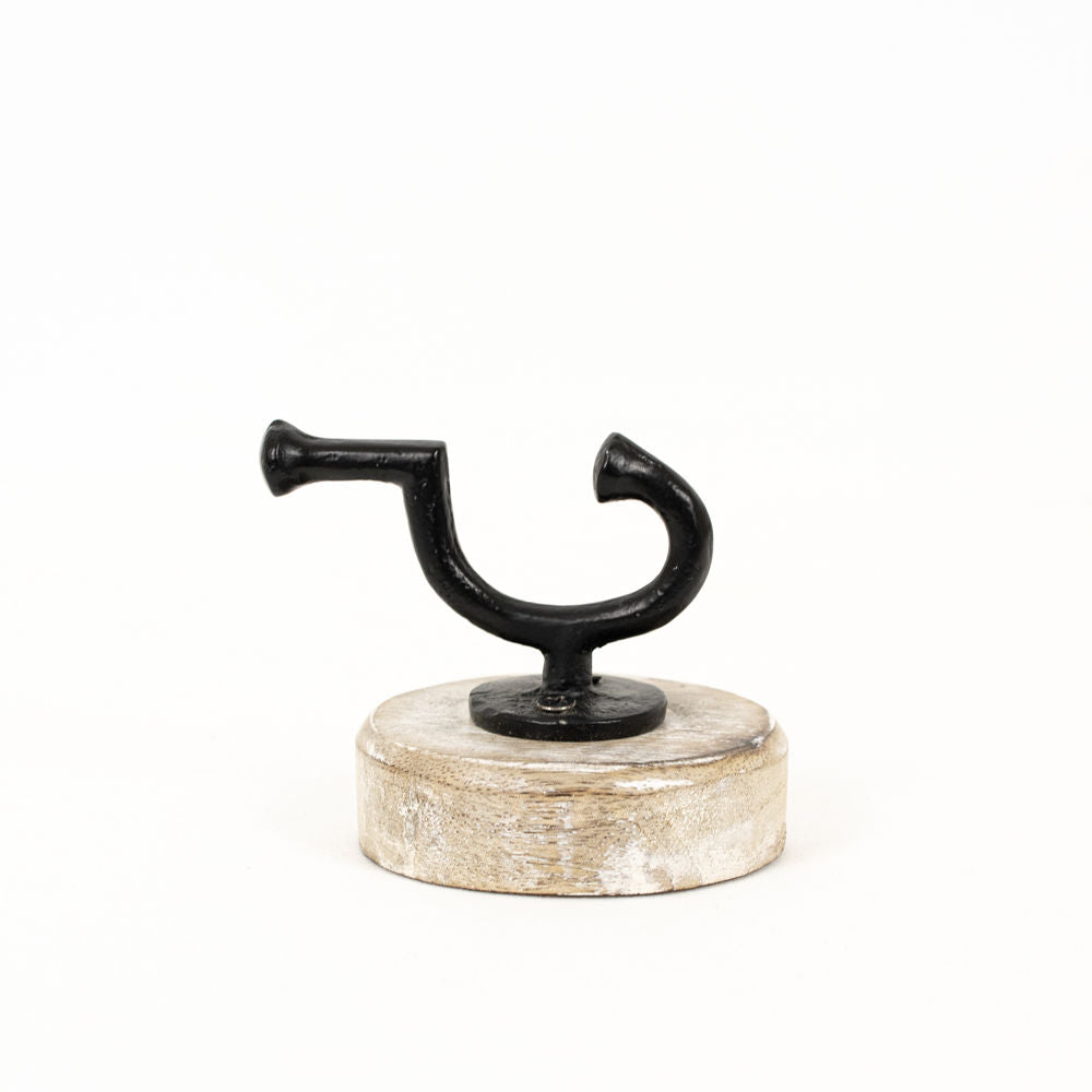 3" Mango Wood Wall Hook — Natural, Black & White