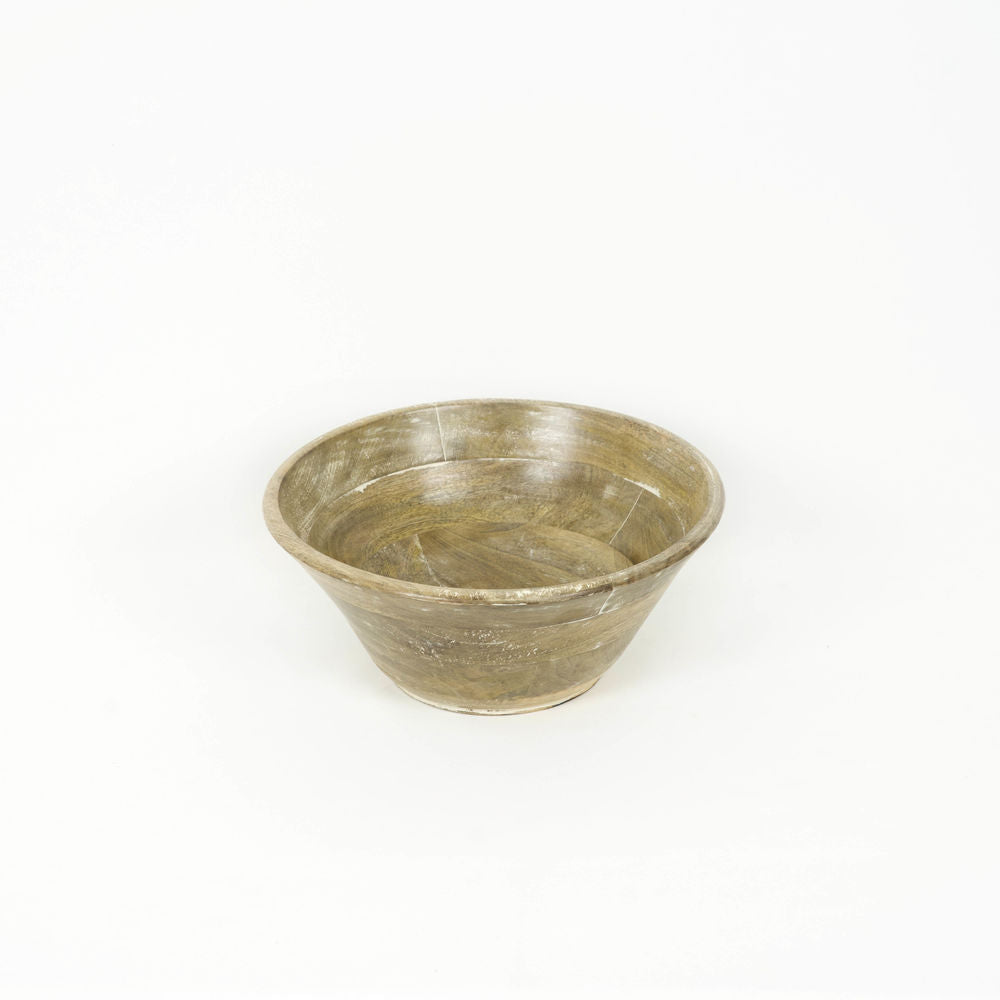 12" Mango Wood Bowl — Natural & White