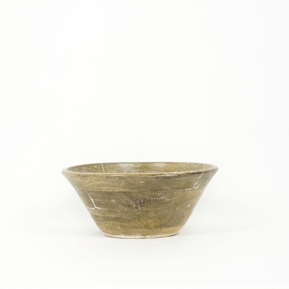 11.5" X 4.75" X 11.5" Mango Wood Bowl, Natural/White