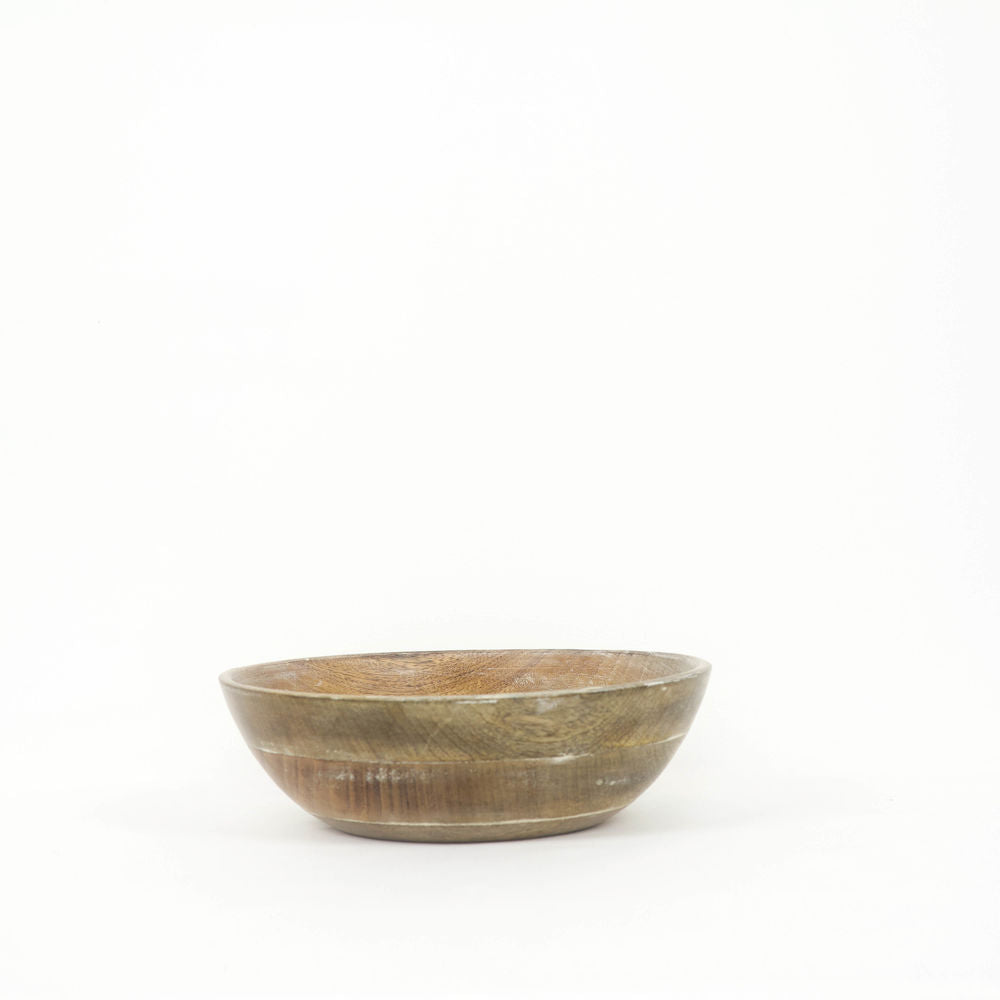 13.75" X 4.25" X 13.75" Mango Wood Bowl, Natural/White