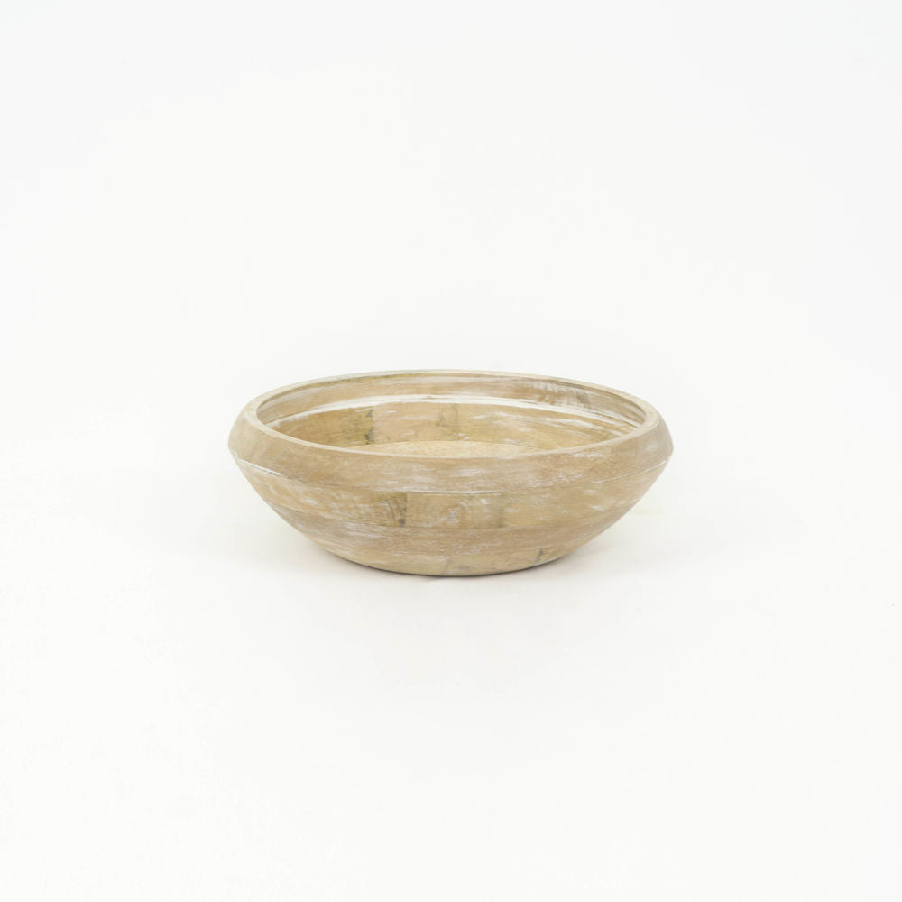 11" Mango Wood Bowl — Natural & White