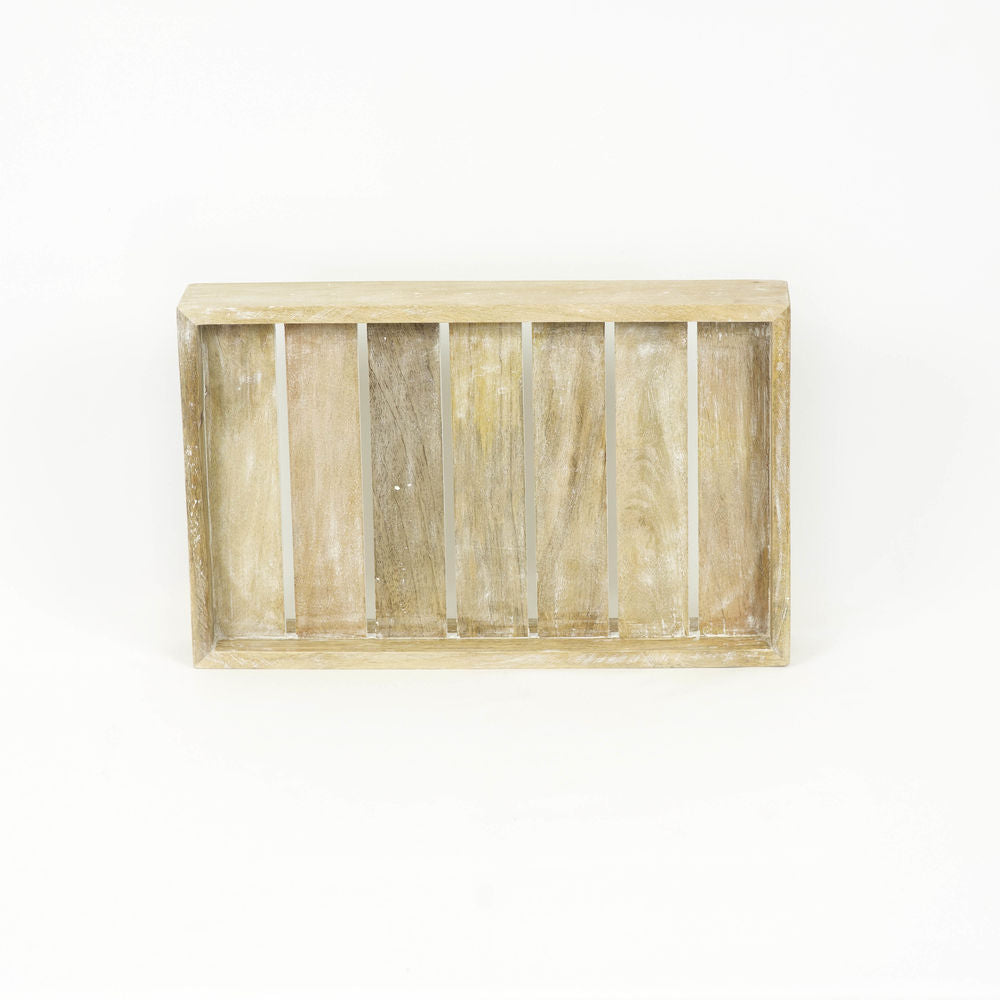 16" x 10" Mango Wood Tray — Natural White