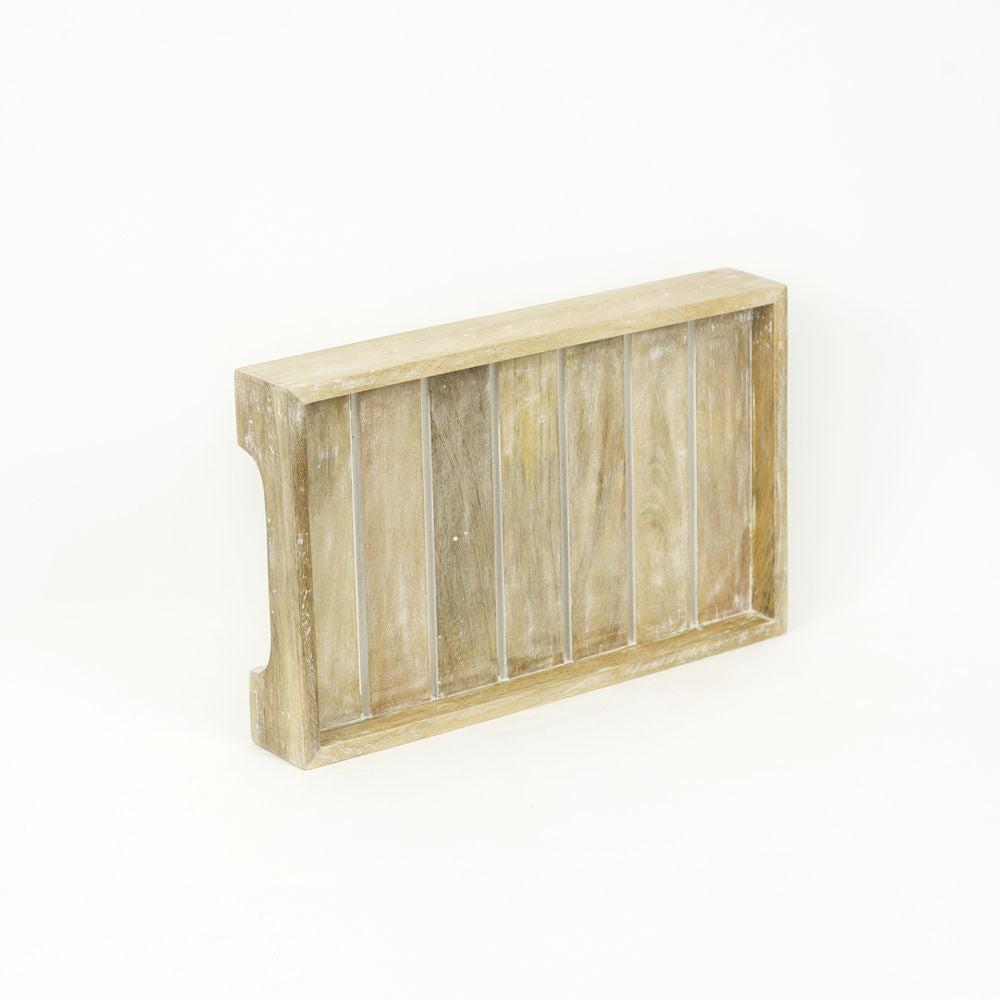 16" x 10" Mango Wood Tray — Natural White