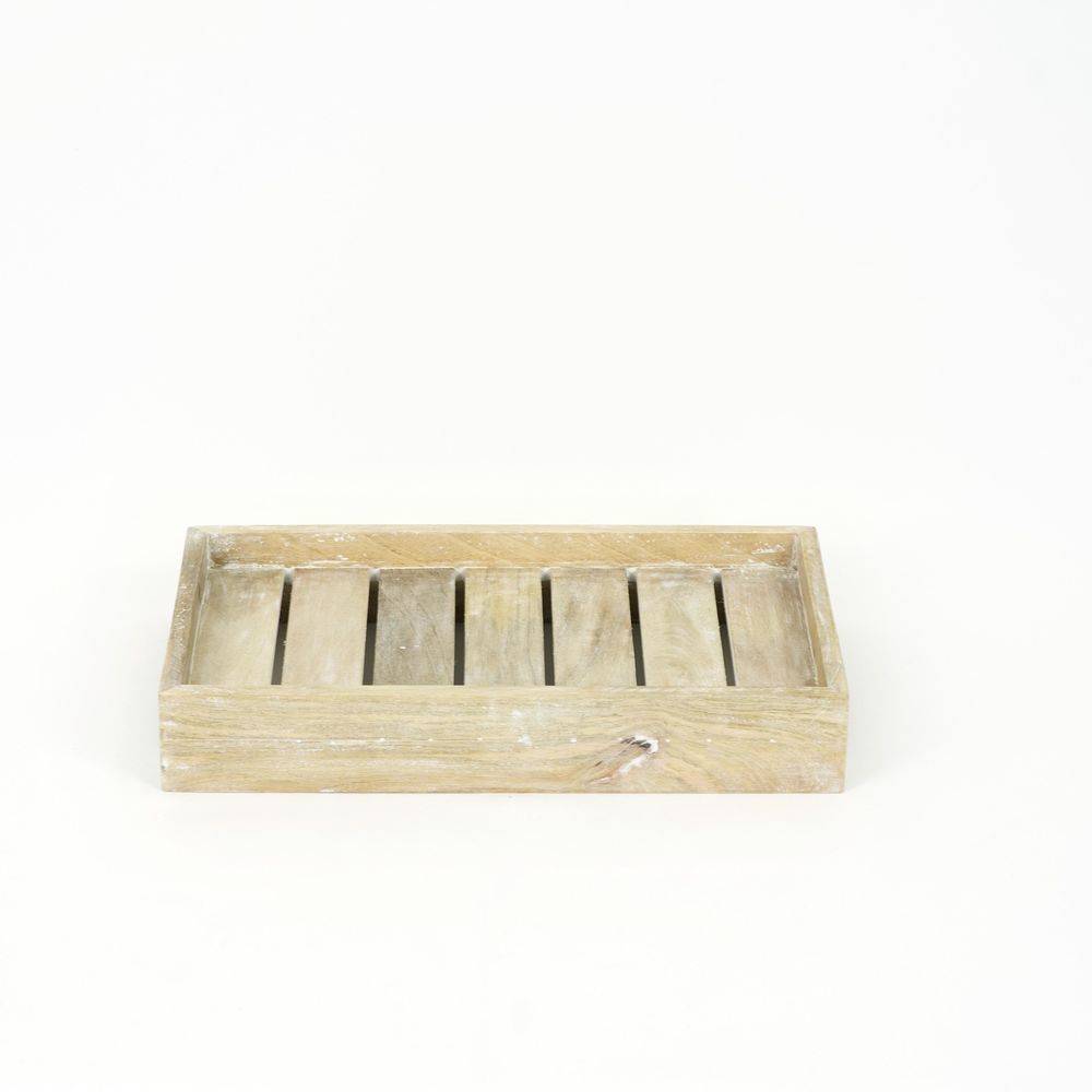 16" x 10" Mango Wood Tray — Natural White