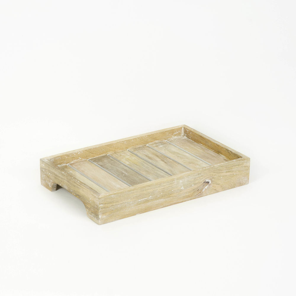16" X 2.5" 10" Mango Wood Tray, Natural White