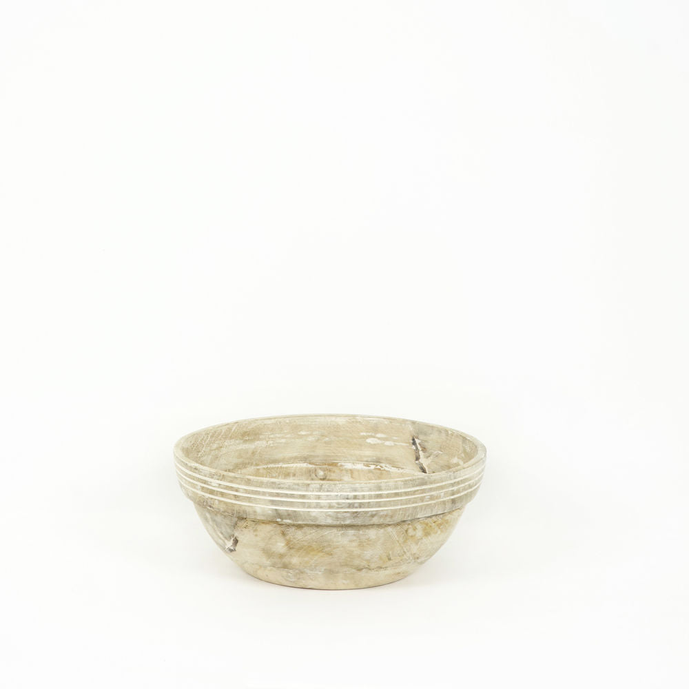 Mango Wood Nesting Bowls — Natural White (Set of 2)