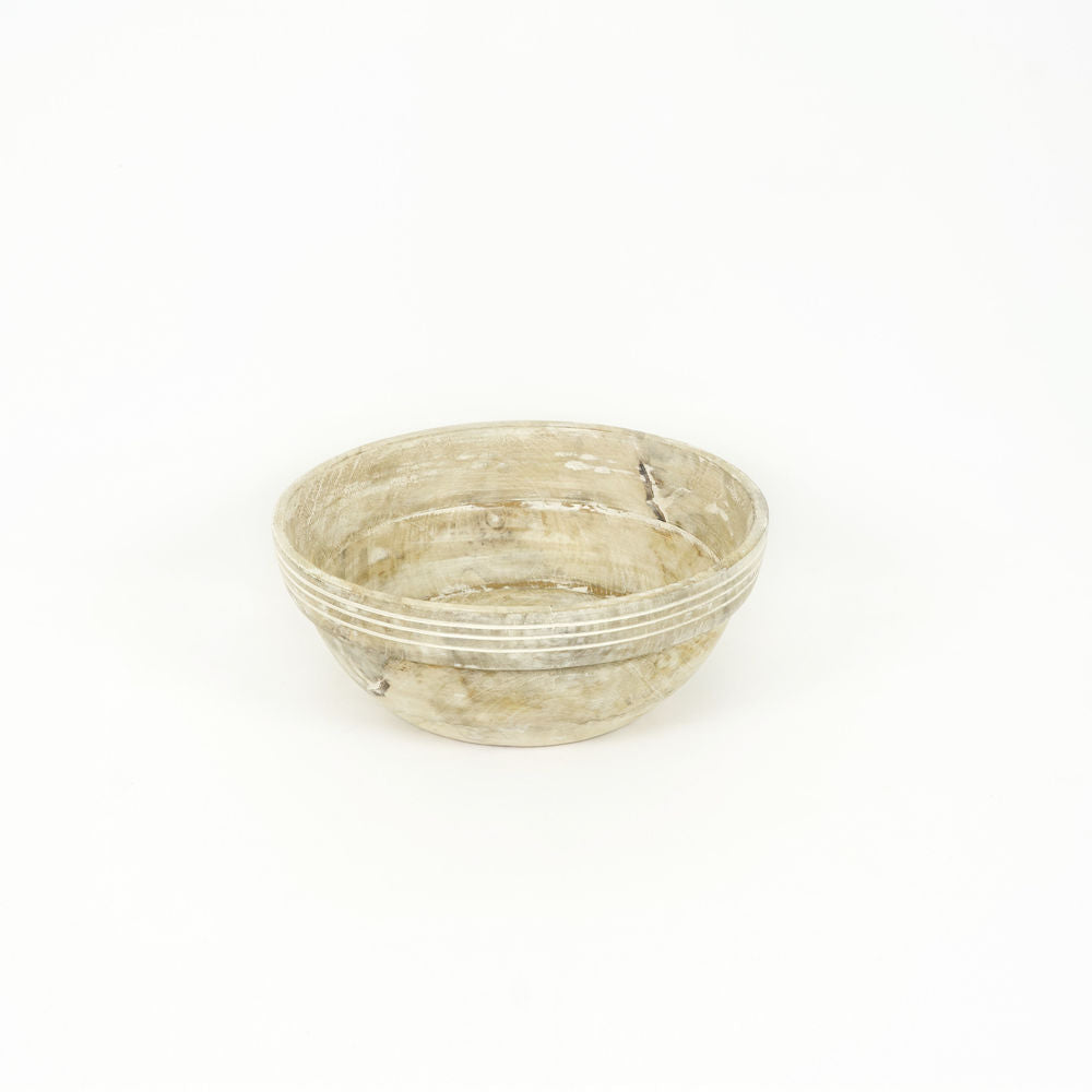 Mango Wood Nesting Bowls — Natural White (Set of 2)