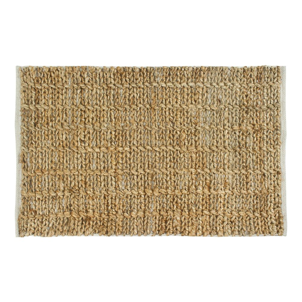 24" X 35" Jute/Chindi Hemmed Rug, Natural/White