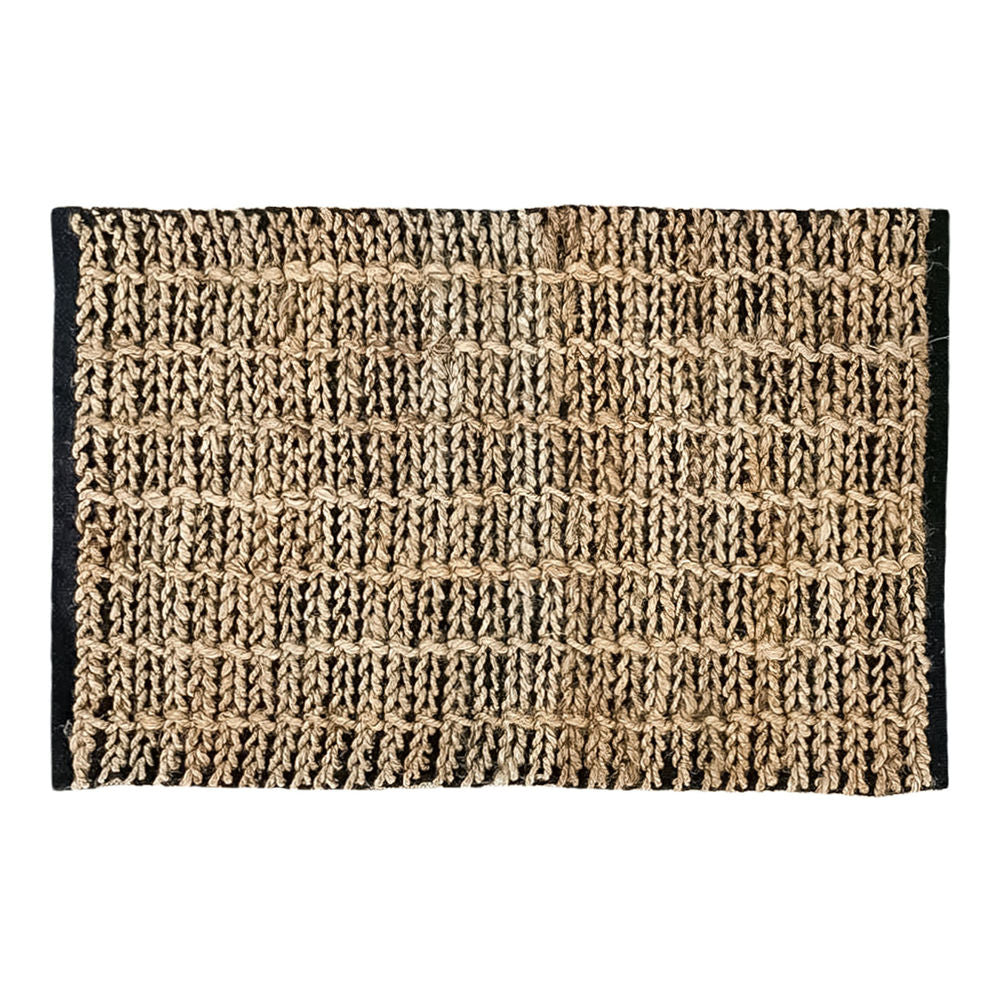 24" X 35" Jute Hemmed Rug, Black/Natural