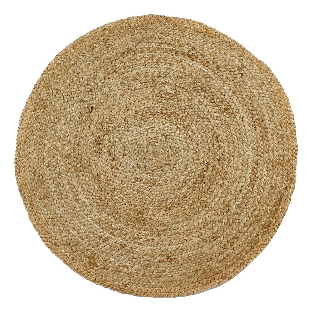 35" D Jute Braided Round Rug, Natural
