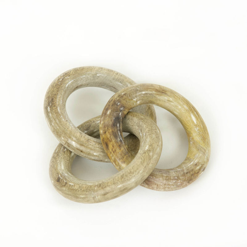 11" X 5" 1" Mango Wood Round Chain, Natural/White