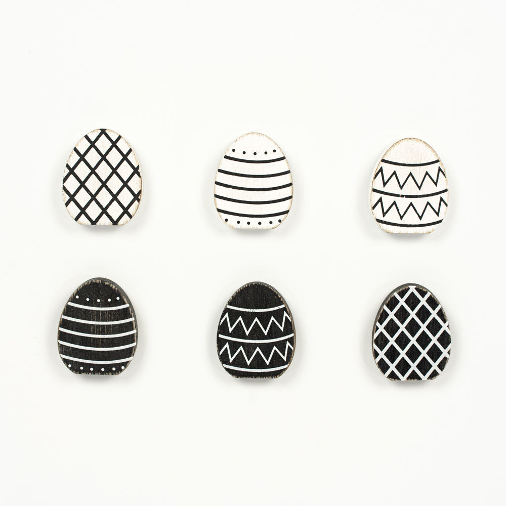 Letterboard Wood Shape Icons — Black & White Eggs (Set of 6)