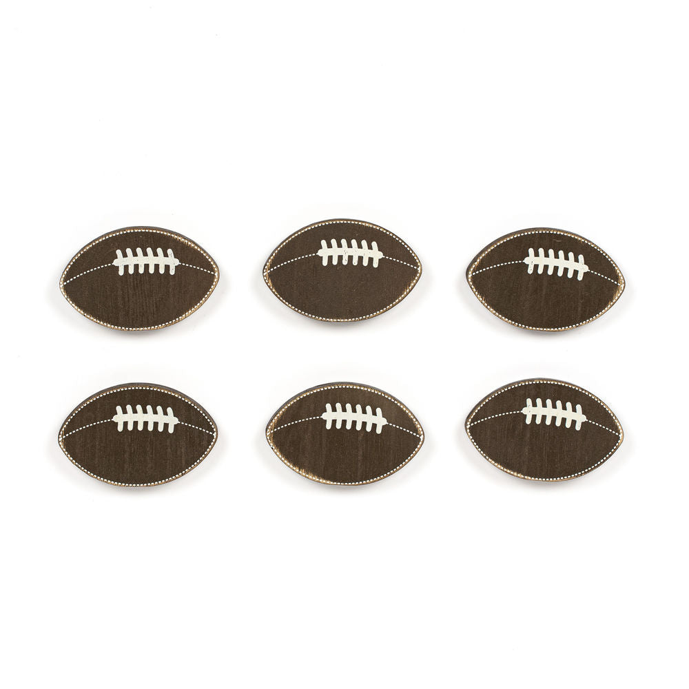 2.75" X 1.75" X .25" Wood Shapes Set Of 6 (Footballs) Multicolor