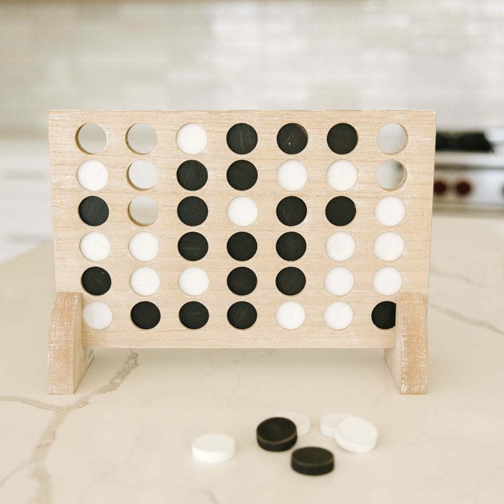 15" Wood Four In A Row Game Board — Natural & White (Includes 42 Game Pieces)