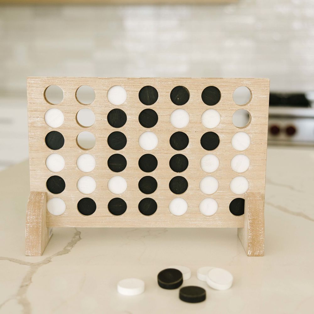 15" Wood Four In A Row Game Board — Natural & White (Includes 42 Game Pieces)