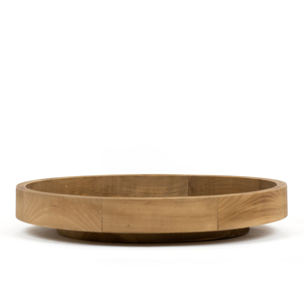 17" Wood Spin Tray — Natural & Black