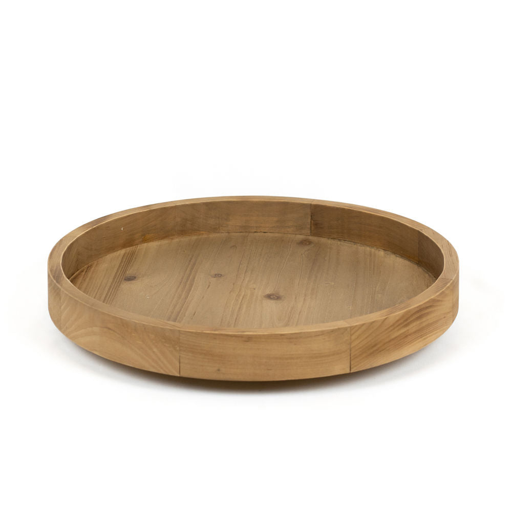 17" Wood Spin Tray — Natural & Black