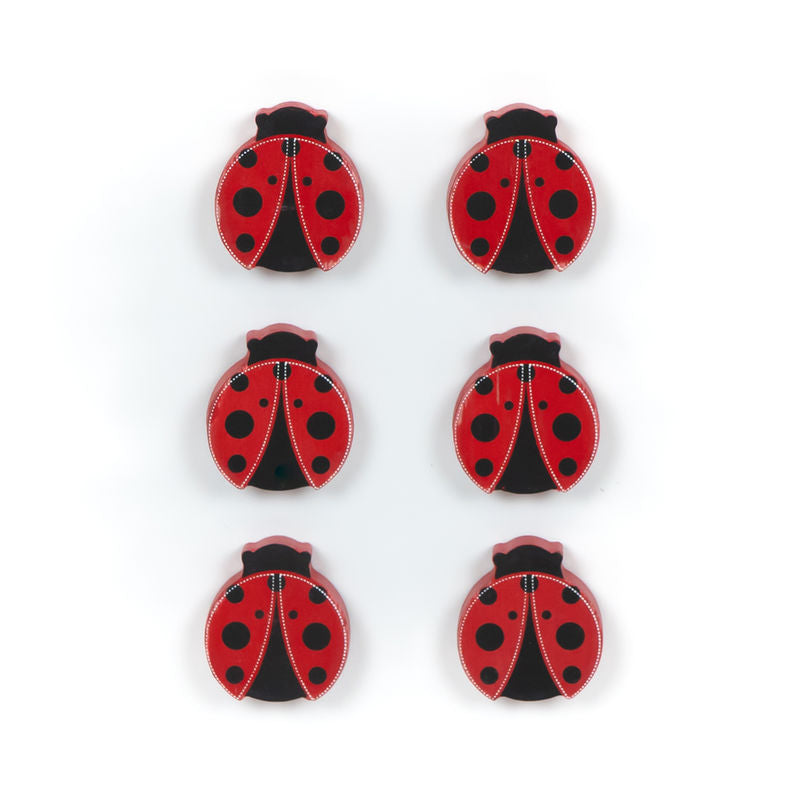 1.5" X 1.75" X .25" Wood Shapes Set Of 6 (Ladybug) Red/Black/White