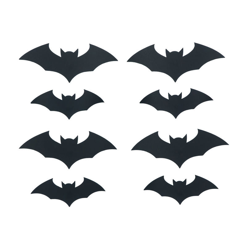7" X 2.75", 9" X 3.5" Paper Bats Sixteen Pieces, Black